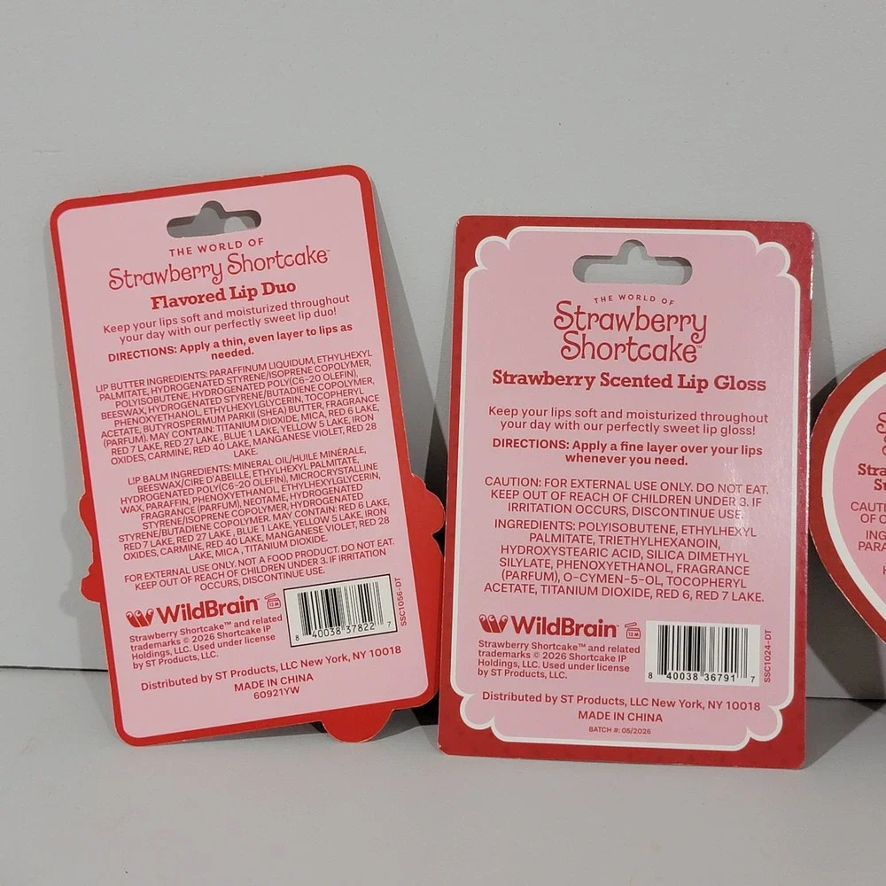 Strawberry Shortcake Lip Care Bundle 4-Pack Gloss Balm Scrub Retro Nostalgia NEW
